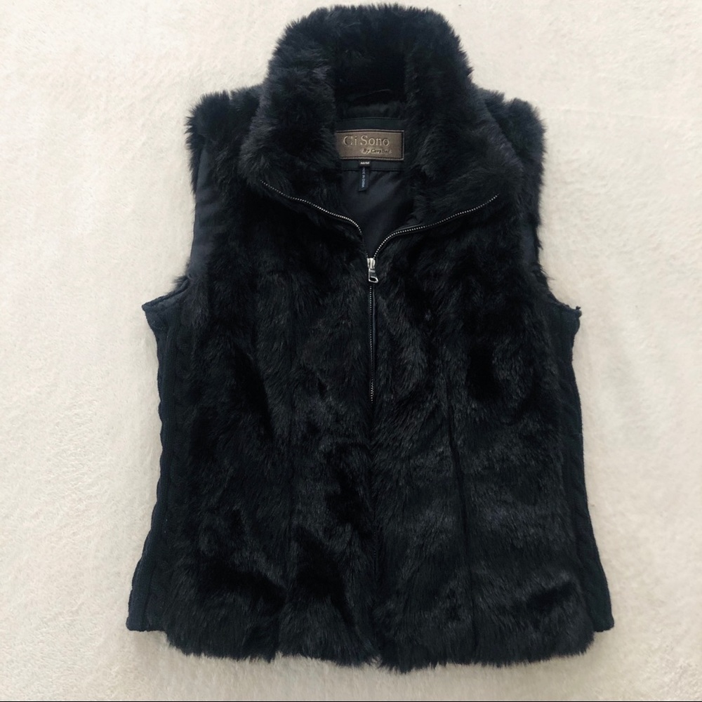 Black Faux Fur Vest